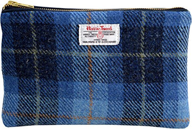 Vagabond Bags Harris Tweed Blue Check Large Cosmetic Bag Kulturtasche, 24 cm, Blau (Mid Blue) im Sale